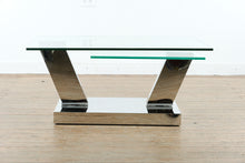 Load image into Gallery viewer, Modern Rotating Tempered Glass Coffee Table with Polished Stainless Steel Base
