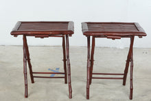 Load image into Gallery viewer, Pair of Folding Bamboo Tray Tables in Dark Walnut Finish
