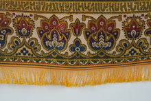 Load image into Gallery viewer, Vintage Middle Eastern Textile Wall Hanging – Metallic Embroidered Floral &amp; Script Design, Fringed
