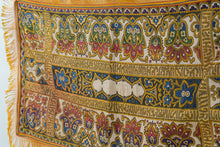 Load image into Gallery viewer, Vintage Middle Eastern Textile Wall Hanging – Metallic Embroidered Floral &amp; Script Design, Fringed
