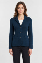 Load image into Gallery viewer, Talbots Pure Merino Wool Navy Knit Blazer Jacket Small
