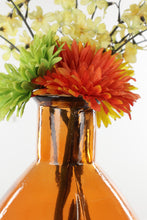 Load image into Gallery viewer, Tall Amber Vase with Artificial Flowers
