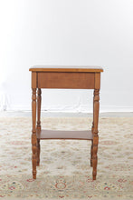 Load image into Gallery viewer, Tall Antique  Maple Side Table / Nightstand with Drawer and Shelf
