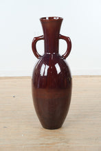 Load image into Gallery viewer, Studio Pottery Floor Vase Double Handle Brown Drip Glaze 41 Inch Signed
