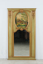 Load image into Gallery viewer, Italian Style Trumeau Mirror Painted Landscape Green Gold 60 Inch
