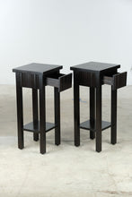 Load image into Gallery viewer, Pair of Pier 1 Imports Dark Wood End Tables with Drawer and Lower Shelf
