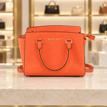 Load image into Gallery viewer, Michael Kors Selma Orange Saffiano Leather Satchel Shoulder Bag
