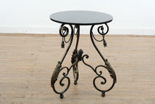 Load image into Gallery viewer, Round Metal Tassel Accent Table with Scroll Base
