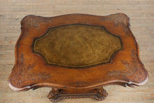Load image into Gallery viewer, Sanford Furniture Mahogany Tassel Table with Leather Inlay Top
