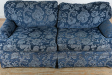 Load image into Gallery viewer, Taylor King Custom Upholstered Sofa – Blue Floral Pattern
