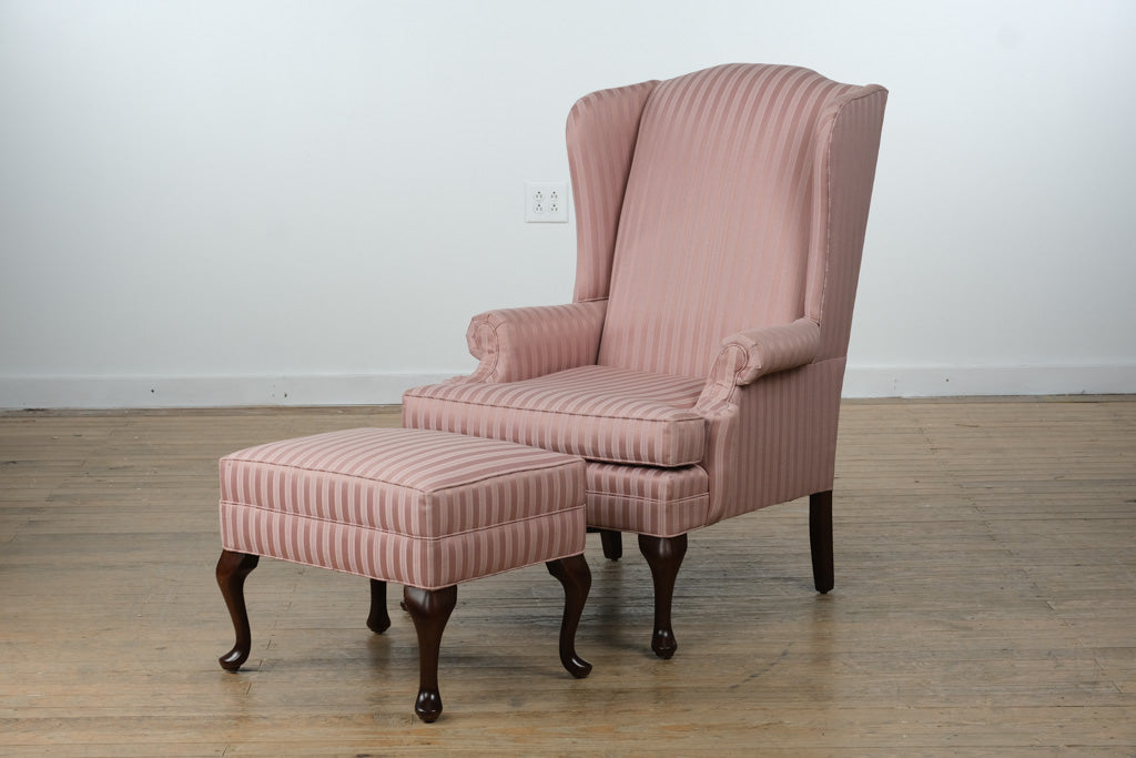 Blush Rose Wingback Chair & Ottoman by Taylorsville Furniture