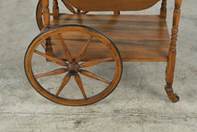 Load image into Gallery viewer, Vintage Wood Drop Leaf Tea Cart with Removable Glass Serving Tray
