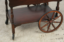 Load image into Gallery viewer, Vintage Mahogany Drop-Leaf Tea Cart with Spoked Wheels

