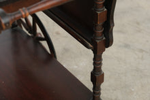 Load image into Gallery viewer, Vintage Mahogany Drop-Leaf Tea Cart with Spoked Wheels
