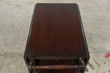 Load image into Gallery viewer, Vintage Mahogany Drop-Leaf Tea Cart with Spoked Wheels
