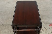 Load image into Gallery viewer, Vintage Mahogany Drop-Leaf Tea Cart with Spoked Wheels
