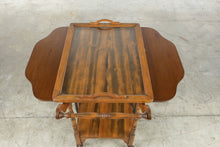 Load image into Gallery viewer, Vintage Wood Drop Leaf Tea Cart with Removable Glass Serving Tray
