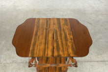 Load image into Gallery viewer, Vintage Wood Drop Leaf Tea Cart with Removable Glass Serving Tray
