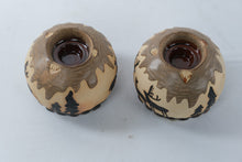 Load image into Gallery viewer, MayRich Company Moose Deer Pine Tree Ceramic Candle Holders Set of 2
