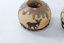 Load image into Gallery viewer, MayRich Company Moose Deer Pine Tree Ceramic Candle Holders Set of 2
