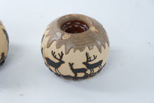 Load image into Gallery viewer, MayRich Company Moose Deer Pine Tree Ceramic Candle Holders Set of 2
