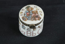 Load image into Gallery viewer, Boyds Bears Porcelain Trinket Box Round Hinged Teacher Theme ABC
