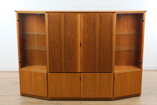 Load image into Gallery viewer, Teak Wall Unit Display Cabinet with Glass Doors and Media Bay
