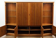 Load image into Gallery viewer, Teak Wall Unit Display Cabinet with Glass Doors and Media Bay
