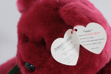 Load image into Gallery viewer, Ty Beanie Buddies “Teddy” the Bear – Rare Cranberry Plush with Green Ribbon
