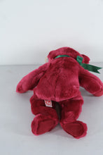 Load image into Gallery viewer, Ty Beanie Buddies “Teddy” the Bear – Rare Cranberry Plush with Green Ribbon

