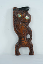 Load image into Gallery viewer, Hand-Carved Wooden Tiki Figure with Abalone Shell Eyes, New Zealand
