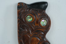 Load image into Gallery viewer, Hand-Carved Wooden Tiki Figure with Abalone Shell Eyes, New Zealand
