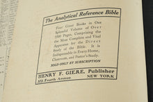 Load image into Gallery viewer, Antique Analytical Reference Bible Henry F Giere Publisher New York Leather Bound
