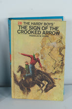 Load image into Gallery viewer, Hardy Boys Mystery Stories Lot (3 Hardcovers, 1970s Editions) – The Clue of the Broken Blade, The Bombay Boomerang, The Sign of the Crooked Arrow
