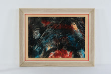Load image into Gallery viewer, Vintage 1960 Abstract Mixed Media Painting Red Blue Black Signed Framed 28 x 22

