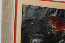 Load image into Gallery viewer, Vintage 1960 Abstract Mixed Media Painting Red Blue Black Signed Framed 28 x 22
