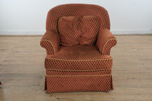 Load image into Gallery viewer, Thomasville Swivel Armchair with Matching Ottoman in Red Diamond Upholstery
