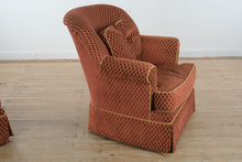 Load image into Gallery viewer, Thomasville Swivel Armchair with Matching Ottoman in Red Diamond Upholstery
