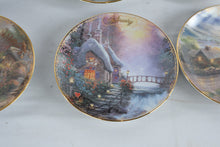 Load image into Gallery viewer, Vintage Thomas Kinkade Simpler Times Perpetual Calendar Plate Set Wood Display 12 Plates
