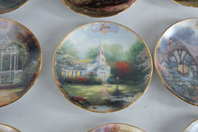 Load image into Gallery viewer, Vintage Thomas Kinkade Simpler Times Perpetual Calendar Plate Set Wood Display 12 Plates

