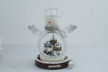 Load image into Gallery viewer, Thomas Kinkade White Christmas Crystal Snowman Lighted Village Moving Train
