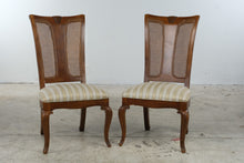 Load image into Gallery viewer, Thomasville Solid Wood Dining Table with 8 Cane Back Chairs and 2 Leaves
