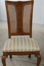 Load image into Gallery viewer, Thomasville Solid Wood Dining Table with 8 Cane Back Chairs and 2 Leaves
