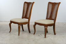 Load image into Gallery viewer, Thomasville Solid Wood Dining Table with 8 Cane Back Chairs and 2 Leaves
