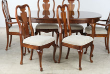Load image into Gallery viewer, Thomasville Solid Cherry Queen Anne Dining Table with Two Leaves and Six Chairs
