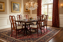 Load image into Gallery viewer, Thomasville Solid Mahogany Double Pedestal Dining Set with 6 Queen Anne Chairs
