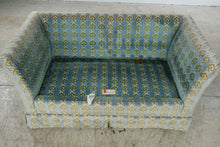 Load image into Gallery viewer, Vintage 1970 Thomasville Velvet Sofa in Blue and Olive Patterned Velour
