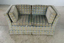 Load image into Gallery viewer, Vintage 1970 Thomasville Velvet Sofa in Blue and Olive Patterned Velour

