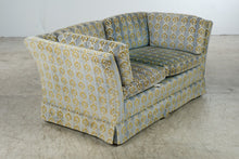 Load image into Gallery viewer, Vintage 1970 Thomasville Velvet Sofa in Blue and Olive Patterned Velour
