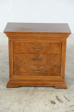 Load image into Gallery viewer, Thomasville Burl Wood Three-Drawer Nightstand

